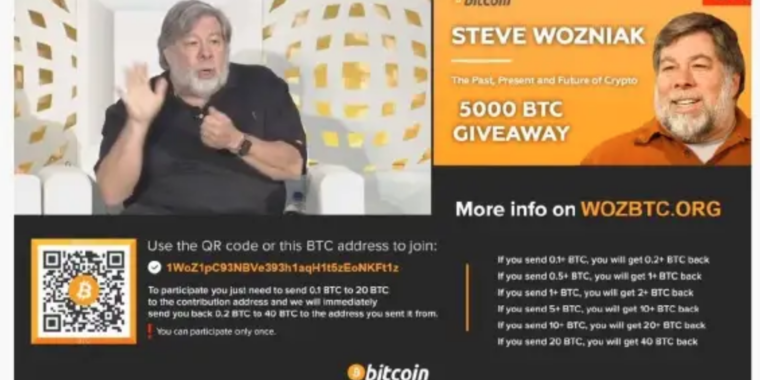 Woz sues YouTube over “bitcoin giveaway” scam videos using his name