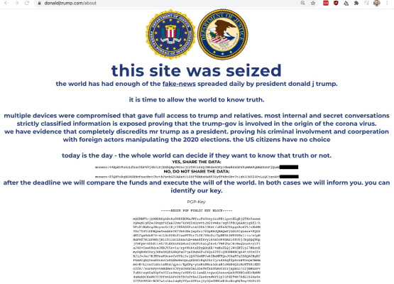 Trump’s campaign website hacked by cryptocurrency scammers